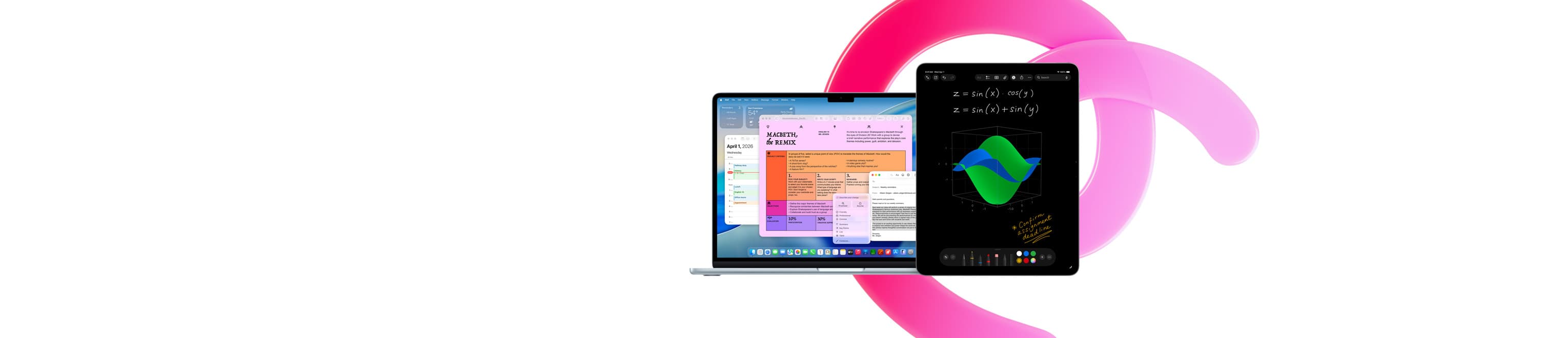 MacBook and iPad illustrating Math Notes