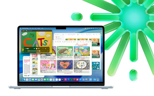 MacBook showing multi-window workspace