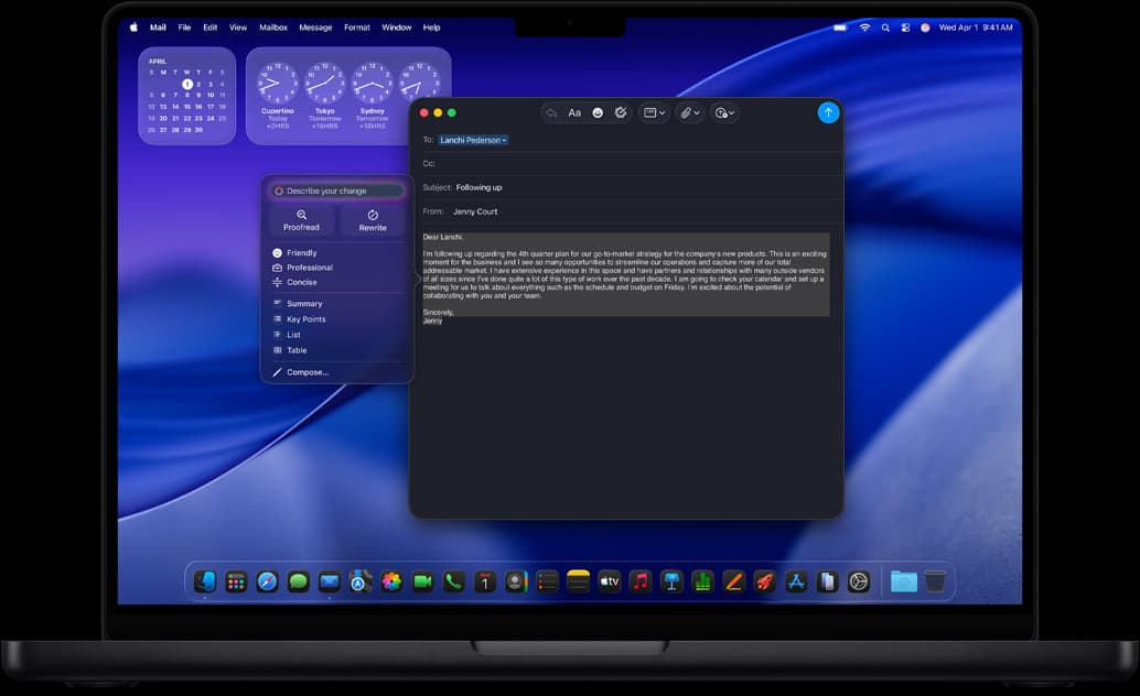 Apple Intelligence Writing Tools demonstration